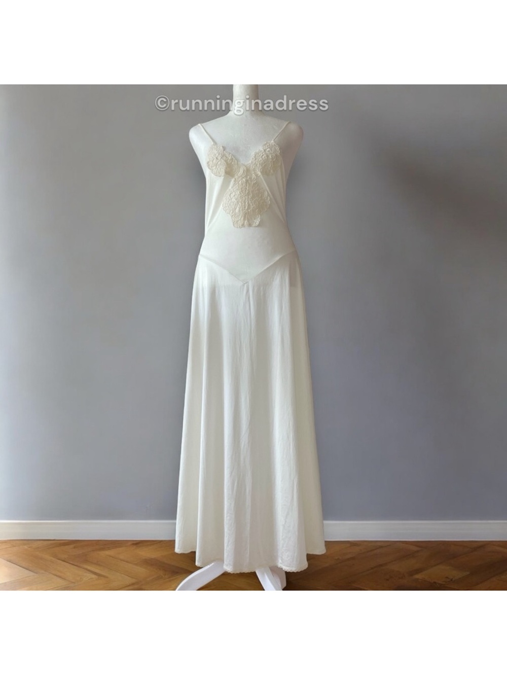 Gold Label Victoria’s Secret White Lace Embellished Basque Drop Waist Maxi Slip